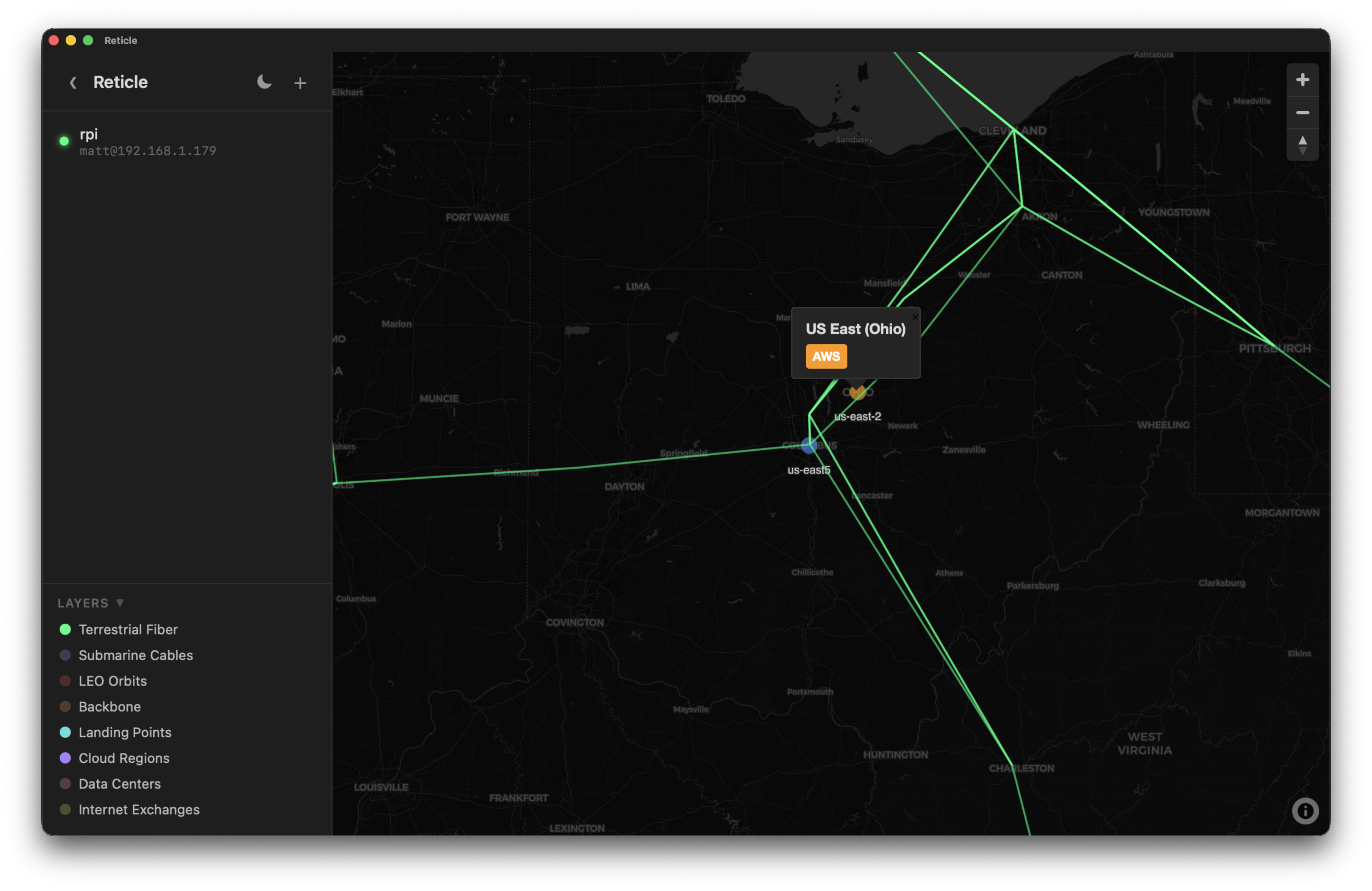 Live SSH terminal connected to a server